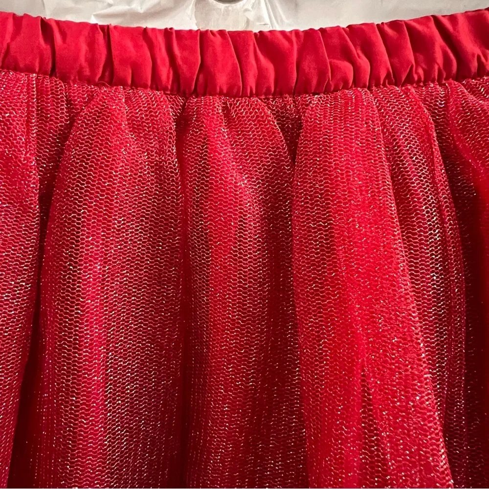 GYMBOREE SKIRT, Girls Size 10, Red Sparkly Tutu Skirt w/ Lining & Elastic Waist.